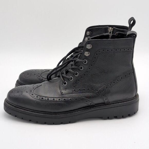 Vince Camuto Boots Mens 10.5 Black Wingtip Namid Leather Zip Ankle Lug Sole main image 11